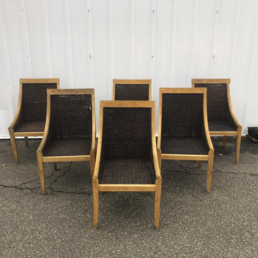 Organic Modern Rope Seat Dining Chairs- Set of Six 