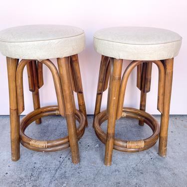 Pair of Rattan Counter Stools