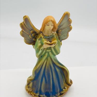Vintage  handcrafted  ceramic Guardian Angel Figurine-  Signed 
