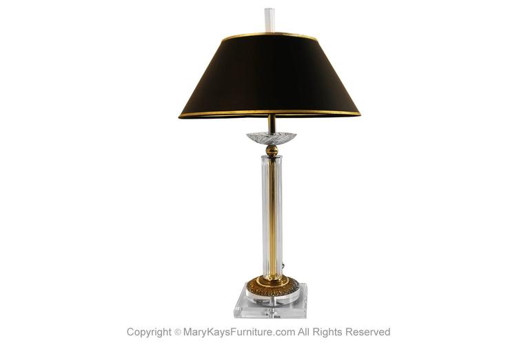 Bauer Lamp Company Lucite Brass and Glass Table Lamp 