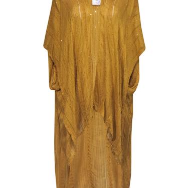 Free People - Mustard Yellow Sequin Short Sleeve High-Low Kimono OS