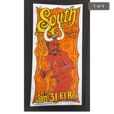 Vintage concert poster South at the El Ray vintage silkscreen 