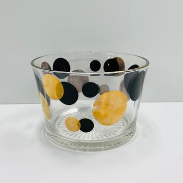 Vintage Russel Wright / Eclipse Ice Bowl / Bucket / Polk A Dot /  Black / Gold / FREE SHIPPING 