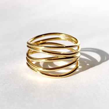 Vintage Elsa Peretti Tiffany & Co 18K Yellow Gold Five Row Wave Ring Band 5.25 