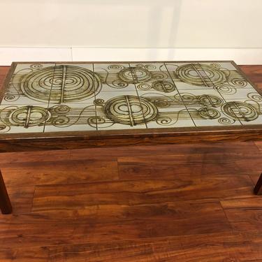 Mid Century Tile Top Rosewood Coffee Table 
