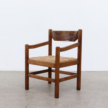 Single Vico Magistretti (attr) Rush Arm Chair