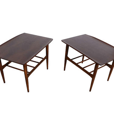 Lane Walnut Side Tables Danish Modern 