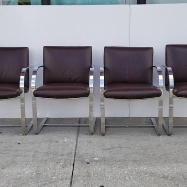 Vintage Chrome Flat Bar Arm Chairs After Brno Set Of 4 . 
