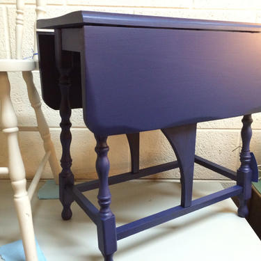 Blue Side Table Collapsible Leafs by TheMarketHouse