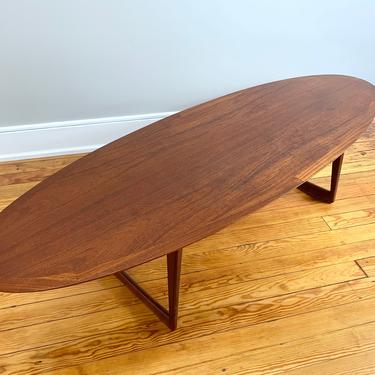 Danish Modern Teak Surfboard Coffee Table by Moreddi 