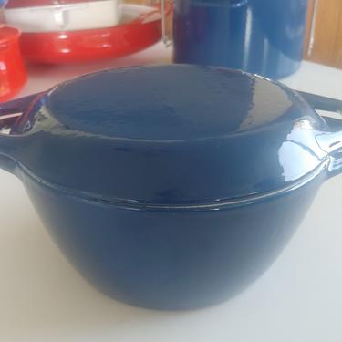 Danish Modern Vintage Blue Copco D2 Enameled Cast Iron Lidded Pot by Michael Lax 