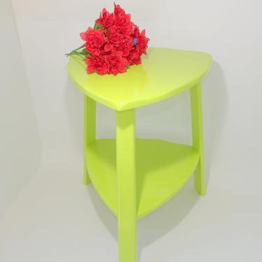 Mid Century Modern Lime Green Occasional Table Entryway Corner Solid Wood Hallway Hall Table Painted Bedroom Living Room Design Furniture by MakingMidCenturyMod