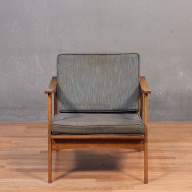 Classic Mid Century Walnut &amp; Teal Lounge Chair