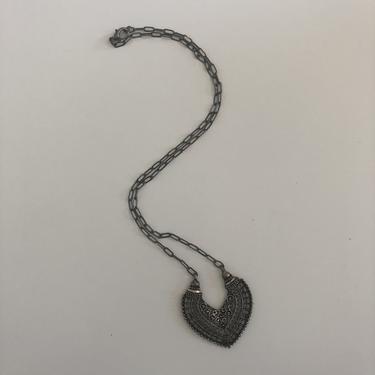 Silver & Black Oval Pendant Necklace