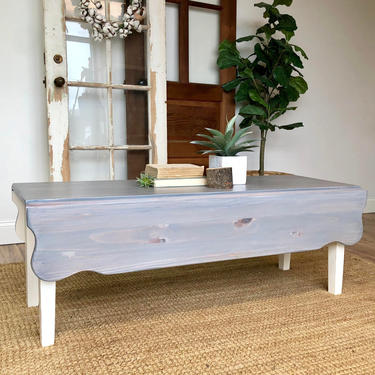 Grey Wood Folding Coffee Table - Coastal or Farmhouse Furniture 