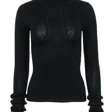 Anne Fontaine - Black Turtleneck Sweater w/ Ruffled Sleeves Sz 2