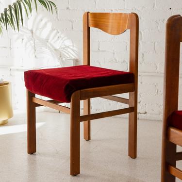 Danish Modern Teak Chair with Raspberry Seat