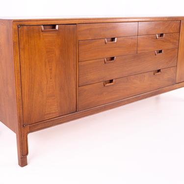 Mount Airy Janus Collection 14 Drawer Mid Century Walnut Lowboy Dresser 