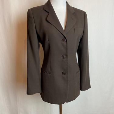 Giorgio Armani blazer~ vintage 90’s style long fine wool Women’s suit jacket ~tailored waist androgynous look ~ US Size 6 Medium 