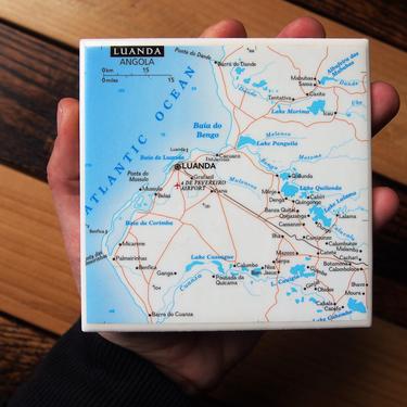 1999 Luanda Angola Map Coaster. Angola Gift. Luanda Map. Vintage African Décor. Africa Travel Gift.  Africa History Gift. Southern Africa. 