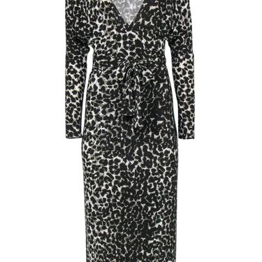 Norma Kamali - Black, Grey & White Leopard Print Wrap Maxi Dress Sz XS