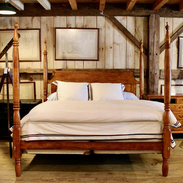 Classic Sheraton Tall Post Bed in Figured Maple, Circa 1820 ~ Resized to King