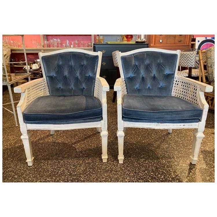 Vintage Chairs Reupholstered in Velvet 