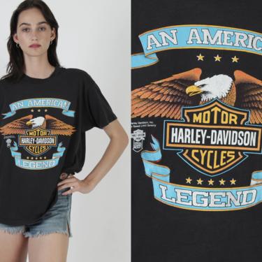 Vintage 80s Harley Davidson Motorcycles Biker 1989 American Legend Tee T Shirt 