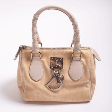 Christian Dior Rare Diorissimo Mini Boston Bag with Logo Charms Trotter Handbag Monogram Logo John Galliano Y2K Girly White Beige 