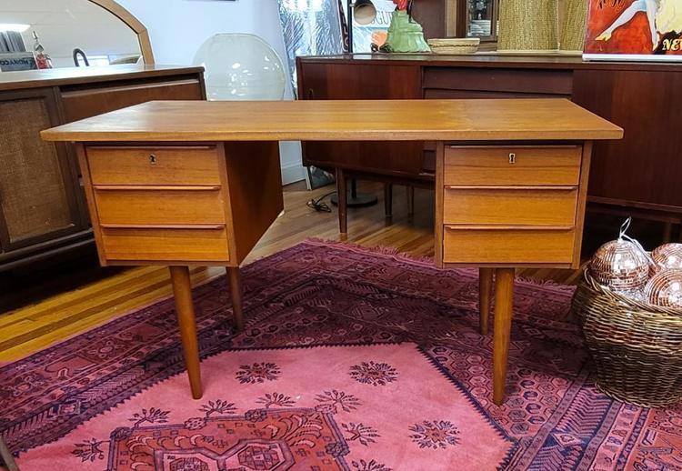Vintage Danish Teak Peg Leg Desk