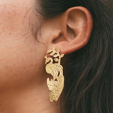We Dream in Colour Gold Pavo Earrings