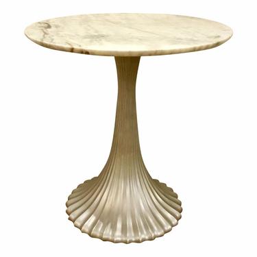 White and Silver Marble Side Table