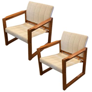 Pair of Pine Sling Safari Chairs by Karin Mobring