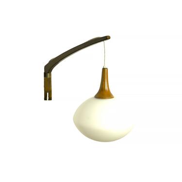 Walnut Wall Lamp Swing Arm Sconce Mid Century Modern 