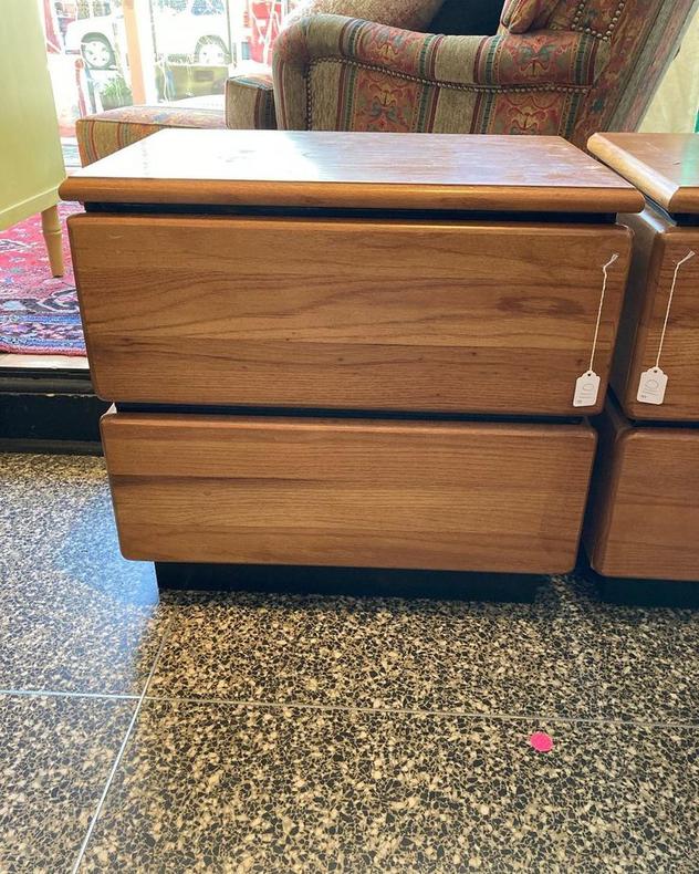 Two mid century 2 drawer nightstands by Bassett.  24” x 16” x 23”