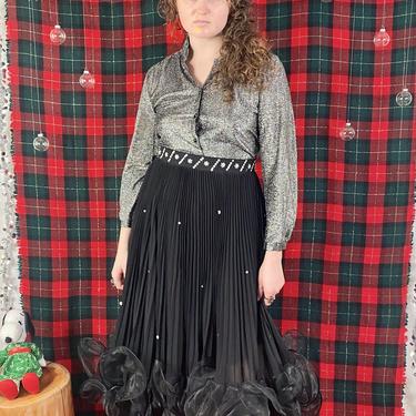 Wow! Black Accordion Ruffle Hem Fancy Skirt