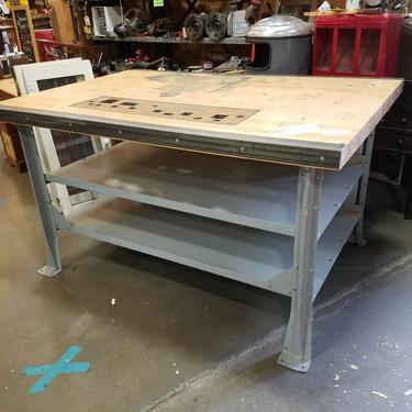 Large Maple Top Work Bench with Steel Base