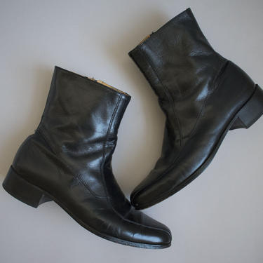 1970s Men's Black Leather Boots / Mens Beatle Boots / Vintage Mens Boots / Mens Black Ankle Boots / Soul Night Boots / 70s Soul Night Boots 