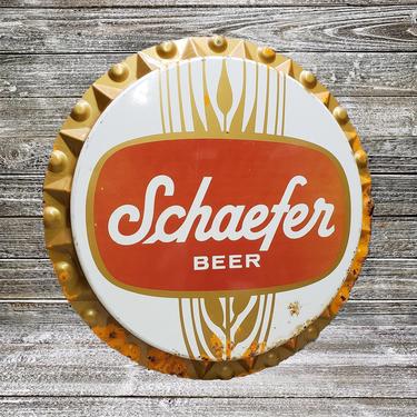Vintage Schaefer Sign, Vintage Beer Sign, Schaefer Beer, GIANT Beer Bottle Cap Sign, Bar Decor, Vintage Breweriana, Vintage Beer Advertising 