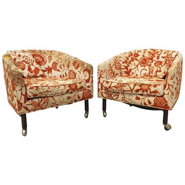 Pair of Mid-Century Danish Modern Harvey Probber Barrel Back Lounge Chairs 