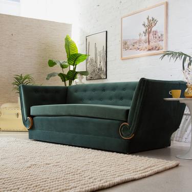 Art Deco Forest Green Sofa