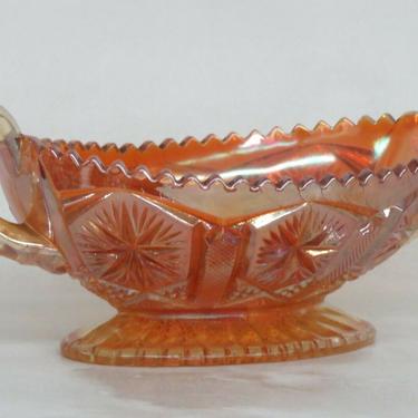 Imperial Star and File Marigold Carnival Glass Sawtooth Bowl with Handles 2477B