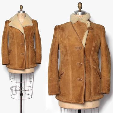 Vintage 80s SHEEPSKIN Shearling Coat / 1980s Ultra Warm Boho Fur Winter Suede Leather Jacket by luckyvintageseattle