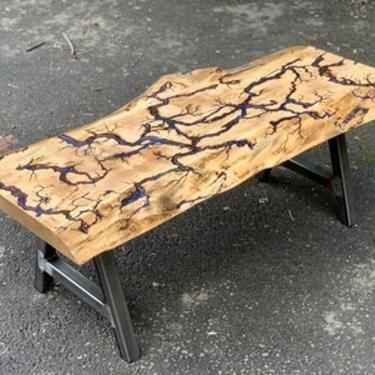 Live Edge Coffee Table, Industrial Legs, Rustic Table