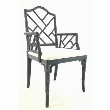 Worlds Away Modern Chippendale Style Gray Arm Chair