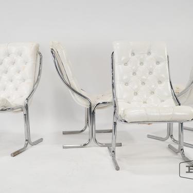 Lot of 4 Daystrom Tufted White Vinyl Chairs