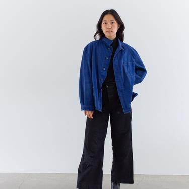 Vintage Blue Chore Jacket | Unisex Herringbone Twill Cotton Utility Work Coat | L | FJ043 