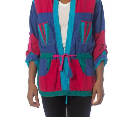 1980S Magenta & Purple Cotton Colorblocked Reversible &quot;Xanadu&quot; Jacket (Folds Into Itself To Make A Bag!) 