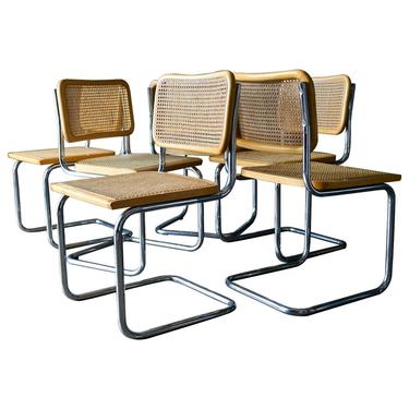 Set of 6 Cesca Cane and Bentwood Dining Chairs by Marcel Breuer, ca. 1960