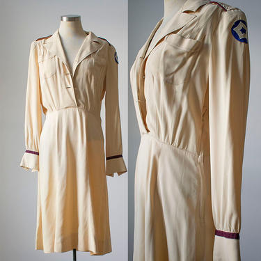Womens Vintage WWII Nurse Uniform / 1940s WWII Nurse Uniform /  Nurse Uniform / US Military Nurse Uniform / Uniform w Patches / Nurse 
